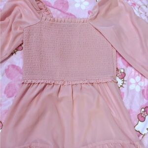 Light Pink Long Sleeve Mini Dress